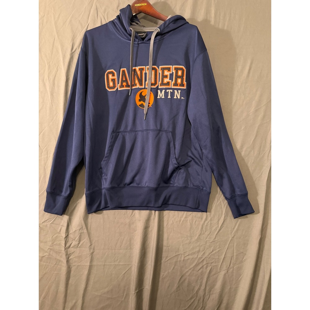 Gander Mountain Mens Large Navy Blue Performance Fleece Hoodie Sweatshirt Logo